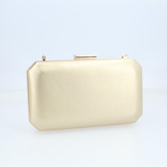 Bolsa Festa em Formato Clutch com Alça de Corrente Removível Ouro claro