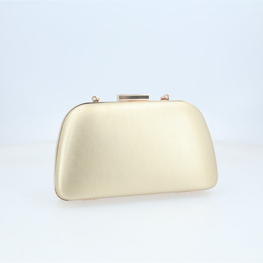 Bolsa Clutch com Acabamento Liso Ouro claro