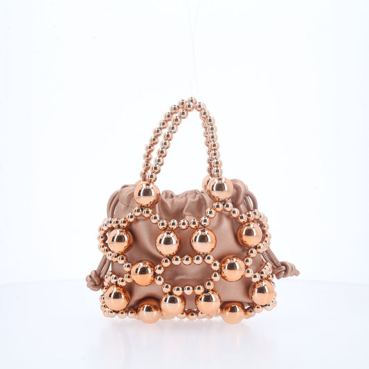 Bolsa Feminina com Detalhes em Esferas Rose