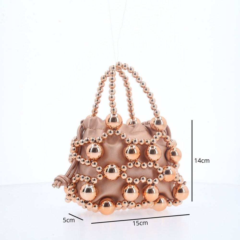 Bolsa Feminina com Detalhes em Esferas Rose