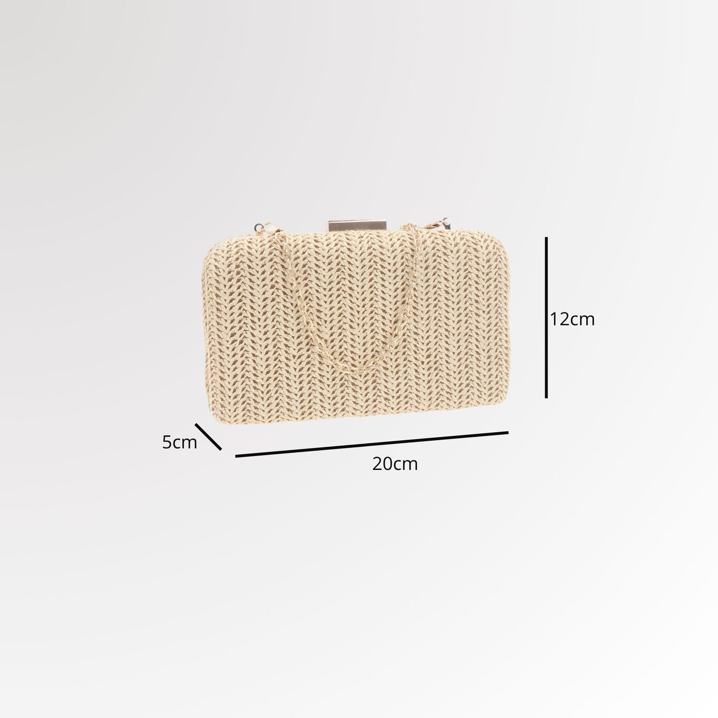 Bolsa Clutch em Ráfia com Opção de Alça Tiracolo Bege claro