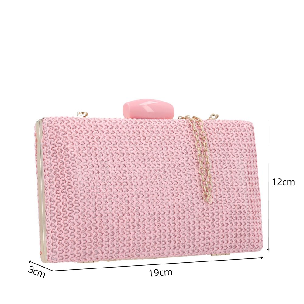 Bolsa Clutch de Ráfia Rosa