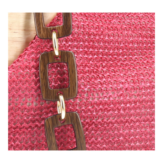 Bolsa Clutch Feminina em Celulose com Alça em Elos Pink
