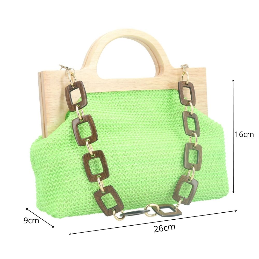 Bolsa Clutch Feminina em Celulose com Alça em Elos Verde claro