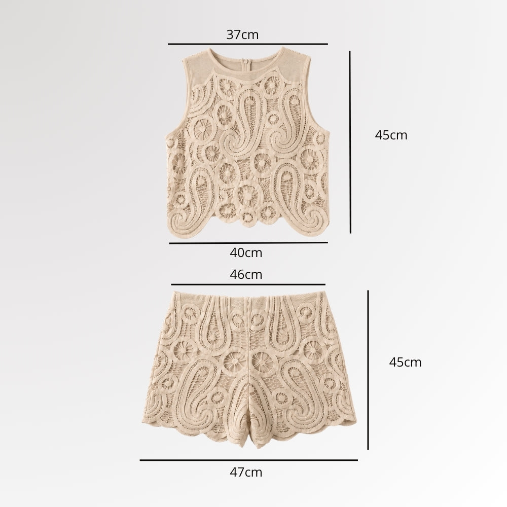 Conjunto Saída de Praia Feminino Top e Short Bege