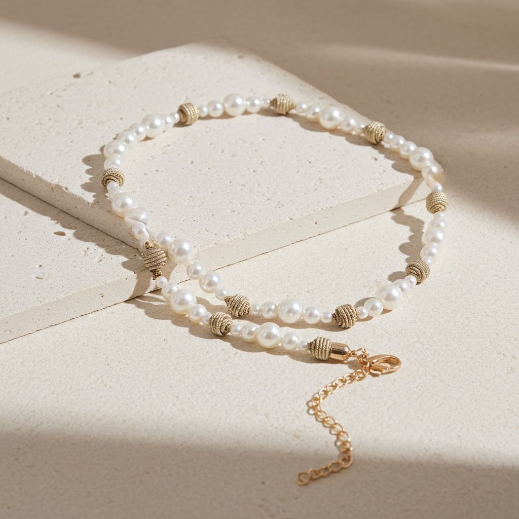 Cinto Feminino de Metal com Pérolas Ouro