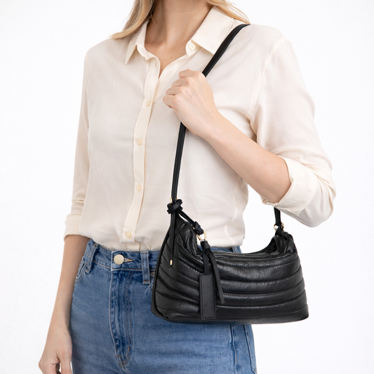 Bolsa Feminina Couro Matelasse Alça Removível Preto