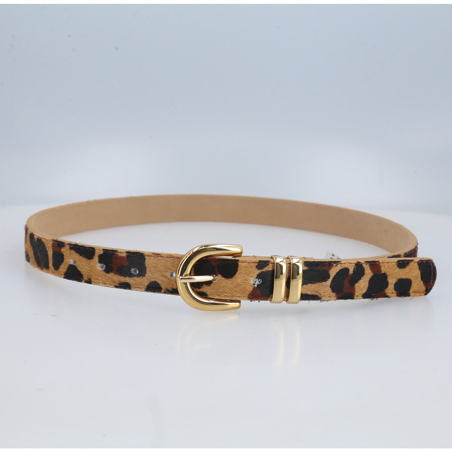 Cinto de Couro Estilo Animal Print Caramelo