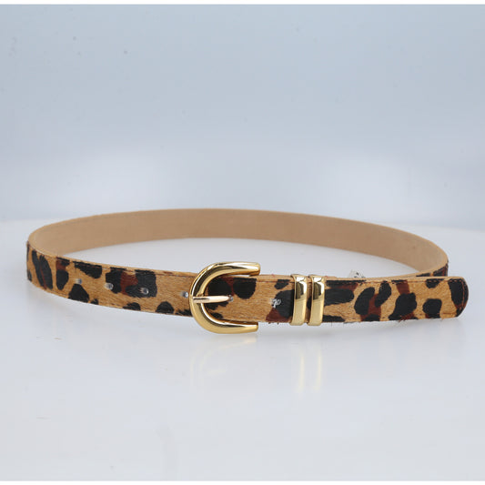 Cinto de Couro Estilo Animal Print Caramelo