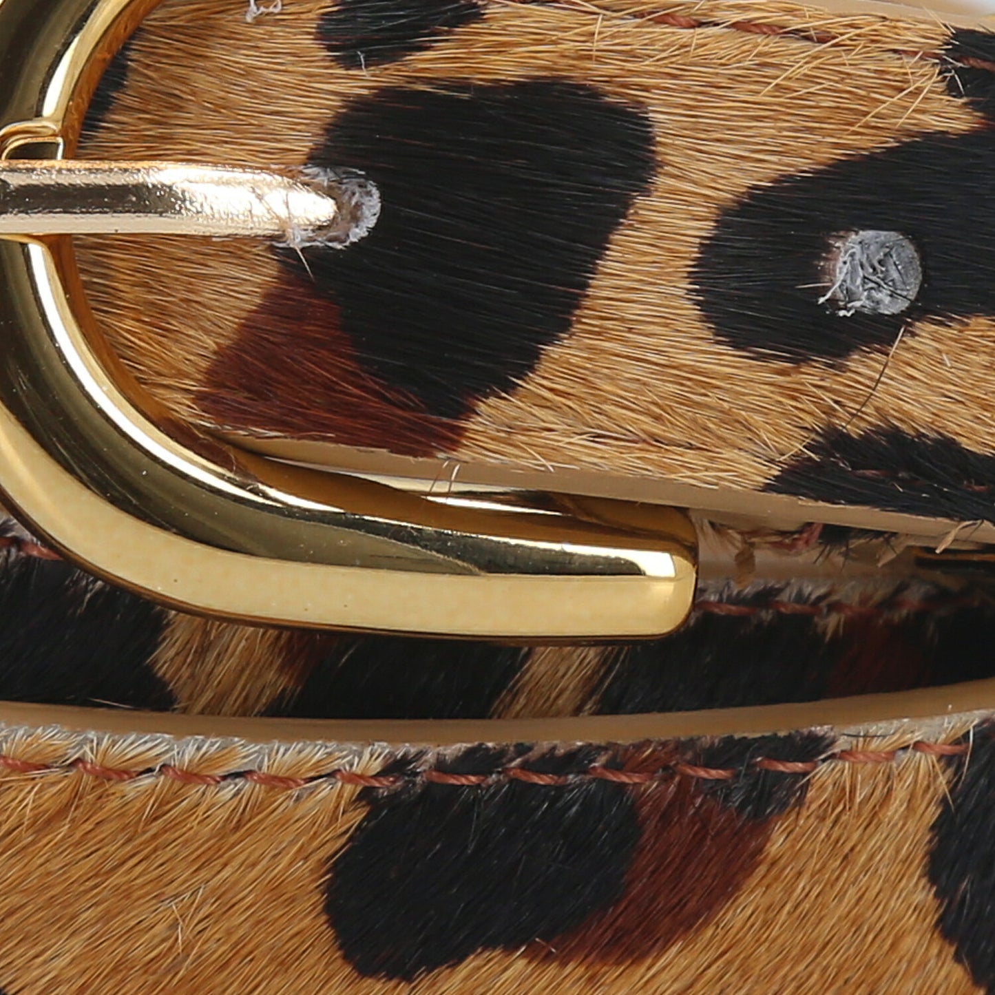 Cinto de Couro Estilo Animal Print Caramelo
