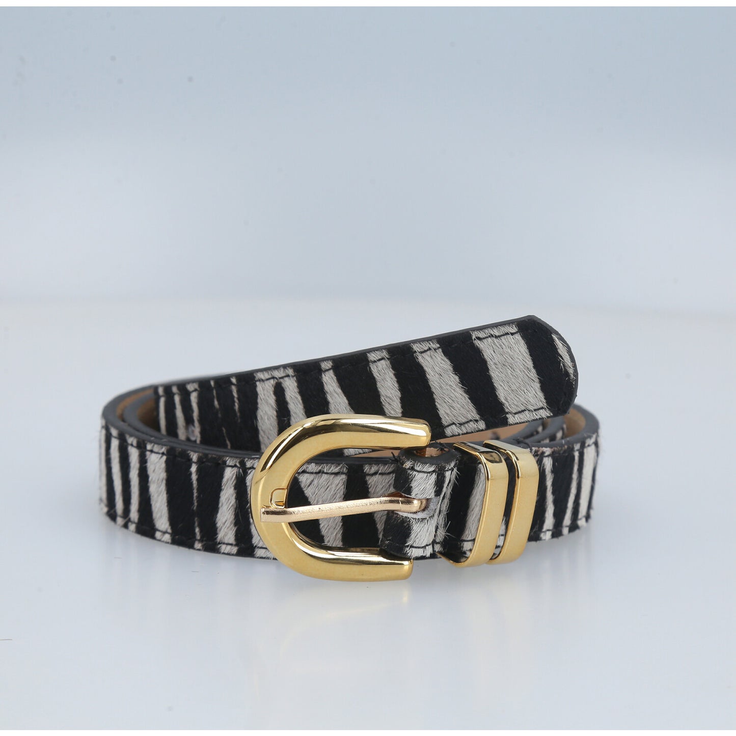 Cinto de Couro Estilo Animal Print Preto