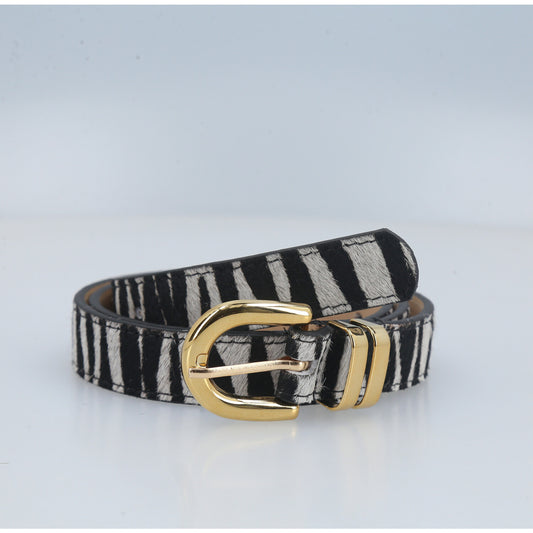 Cinto de Couro Estilo Animal Print Preto