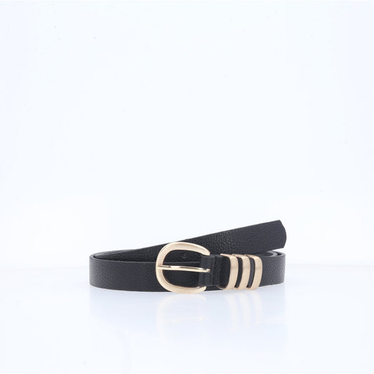 Cinto de Couro com Fivela de Metal Preto