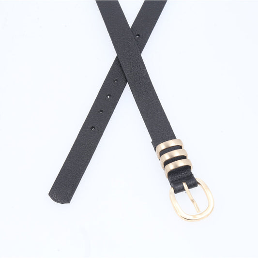 Cinto de Couro com Fivela de Metal Preto