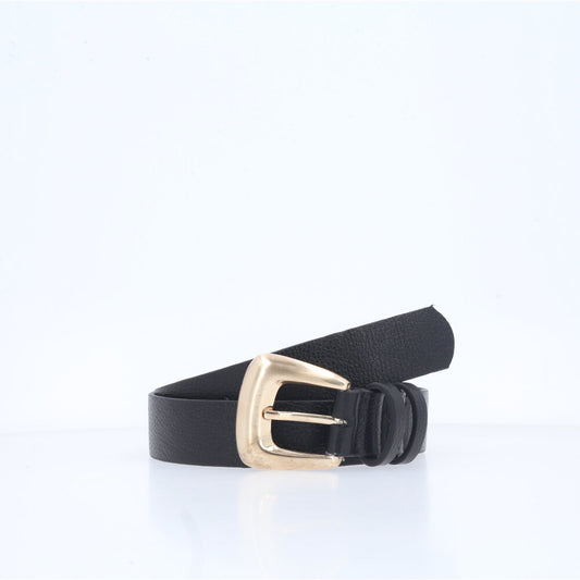 Cinto de Couro com Fivela de Metal Preto