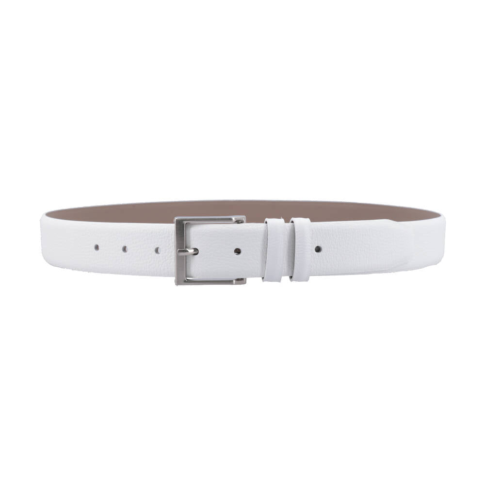 Cinto Masculino de Couro com Fivela de Metal  Branco