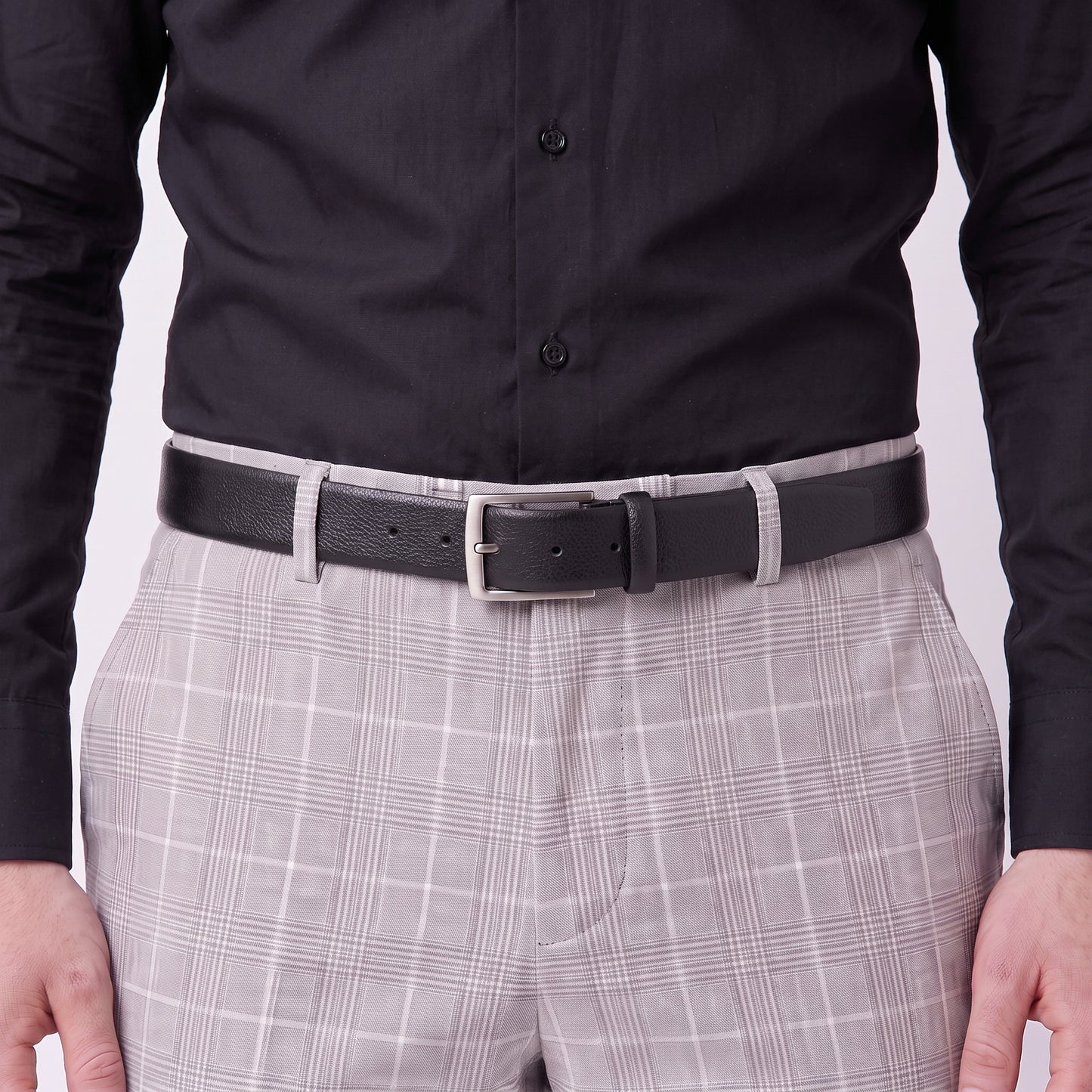 Cinto Masculino de Couro com Fivela de Metal  Preto