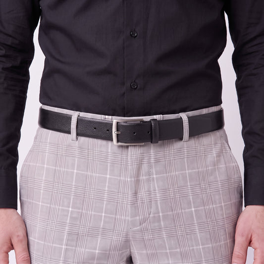 Cinto Masculino de Couro com Fivela de Metal  Preto
