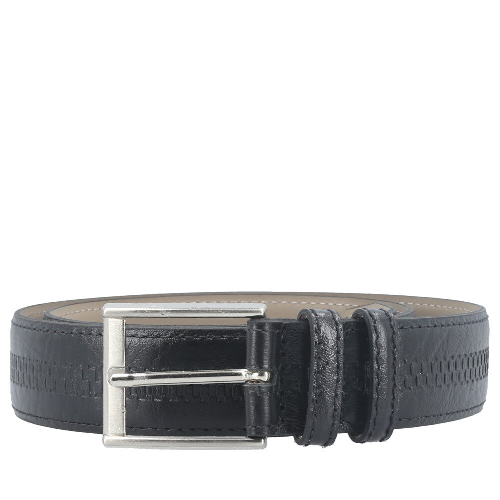 Cinto Masculino em Couro Texturizado com Fivela de Metal  Preto