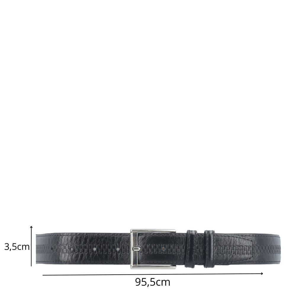 Cinto Masculino em Couro Texturizado com Fivela de Metal  Preto