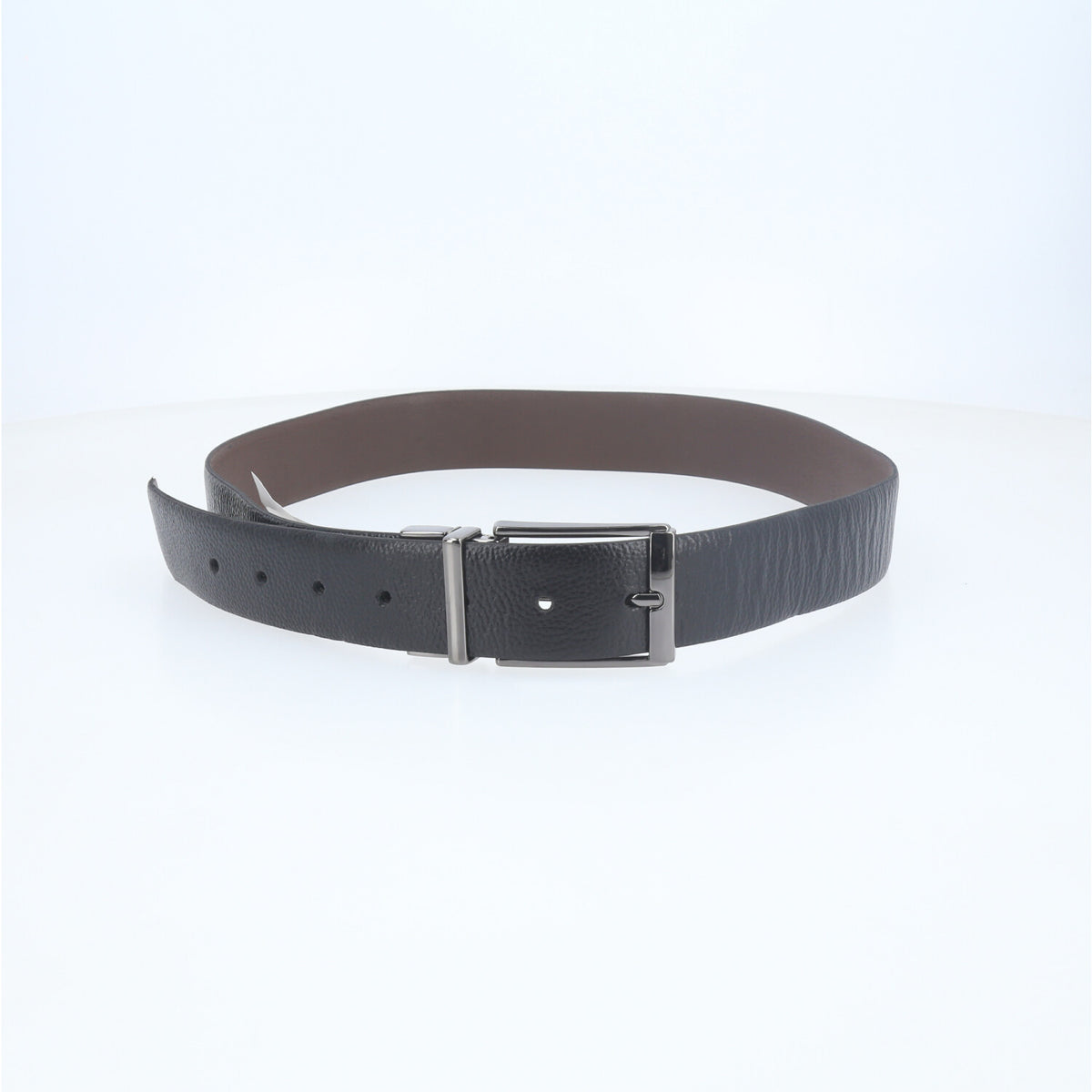 Cinto Masculino de Couro com Fivela Giratória Preto