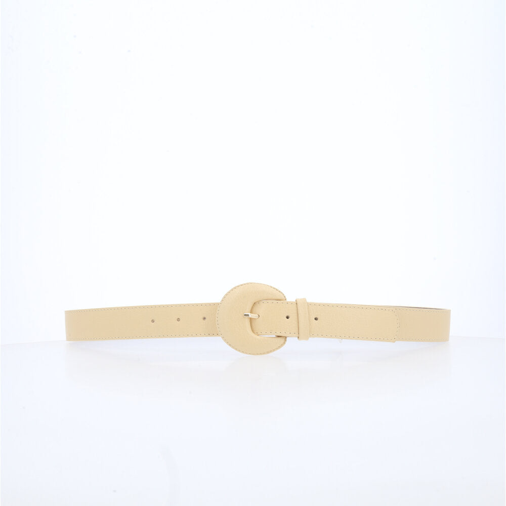 Cinto Feminino Couro Legítimo Fivela Meia Lua Moda Casual Amarelo