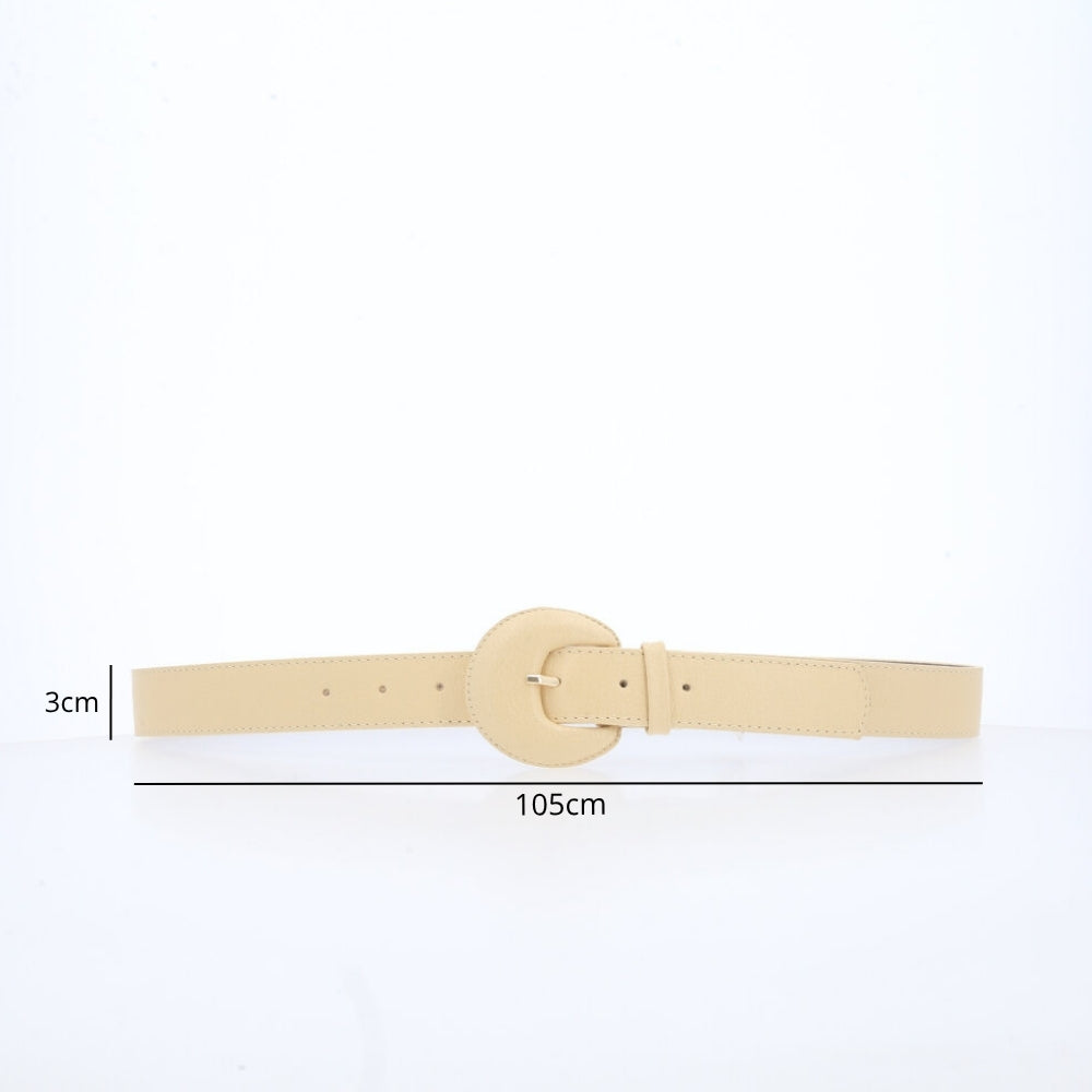 Cinto Feminino Couro Legítimo Fivela Meia Lua Moda Casual Amarelo