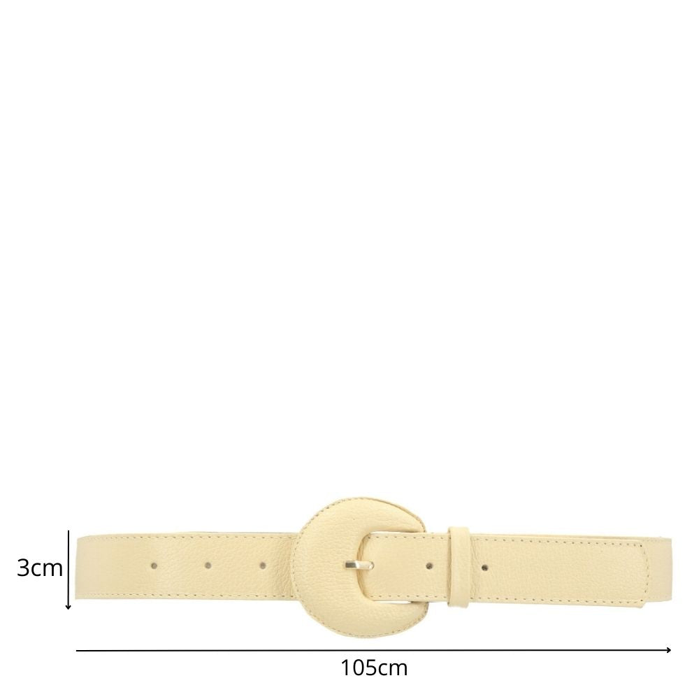 Cinto Feminino Couro Legítimo Fivela Meia Lua Moda Casual Amarelo