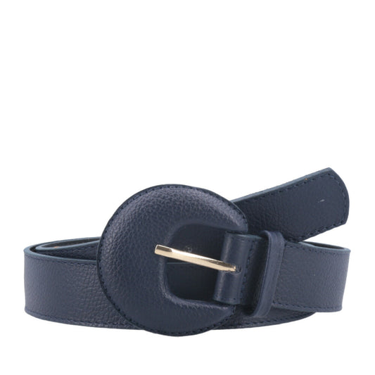 Cinto Feminino Couro Legítimo Fivela Meia Lua Moda Casual Azul escuro