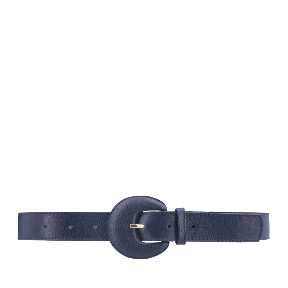 Cinto Feminino Couro Legítimo Fivela Meia Lua Moda Casual Azul escuro