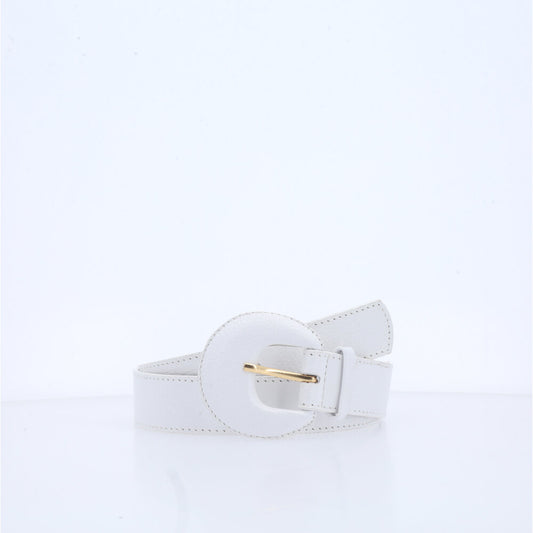Cinto Feminino Couro Legítimo Fivela Meia Lua Moda Casual Branco