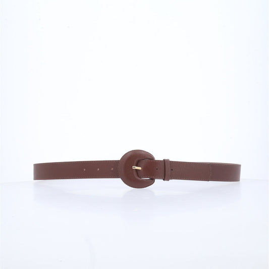 Cinto Feminino Couro Legítimo Fivela Meia Lua Moda Casual Marrom