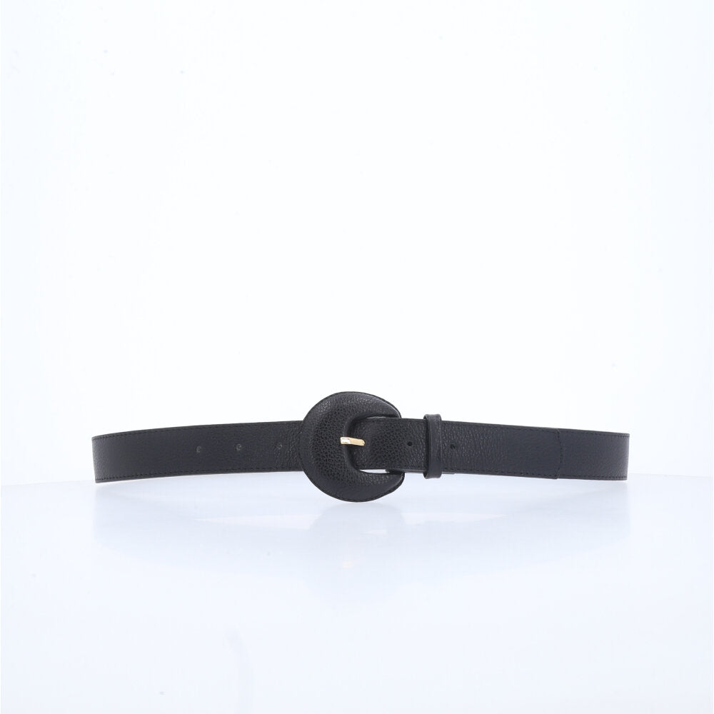 Cinto Feminino Couro Legítimo Fivela Meia Lua Moda Casual Preto