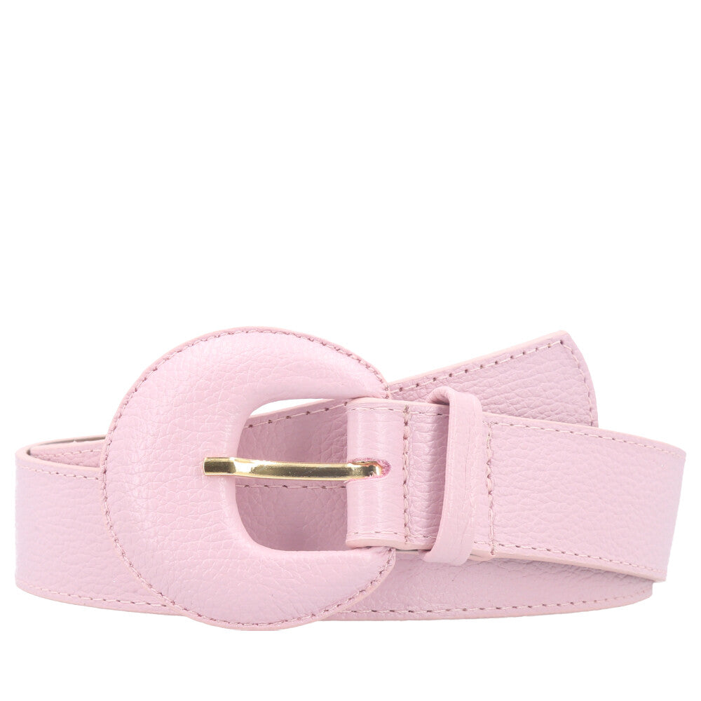 Cinto Feminino Couro Legítimo Fivela Meia Lua Moda Casual Rosa claro