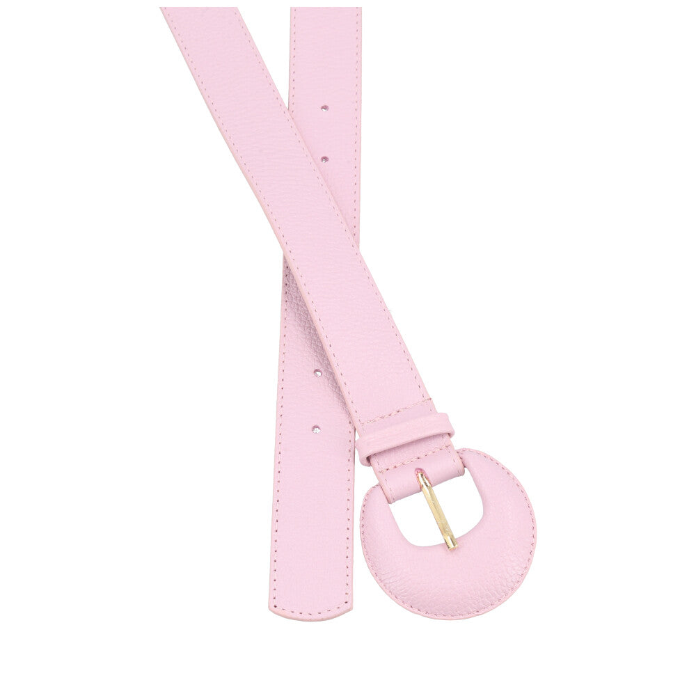 Cinto Feminino Couro Legítimo Fivela Meia Lua Moda Casual Rosa claro