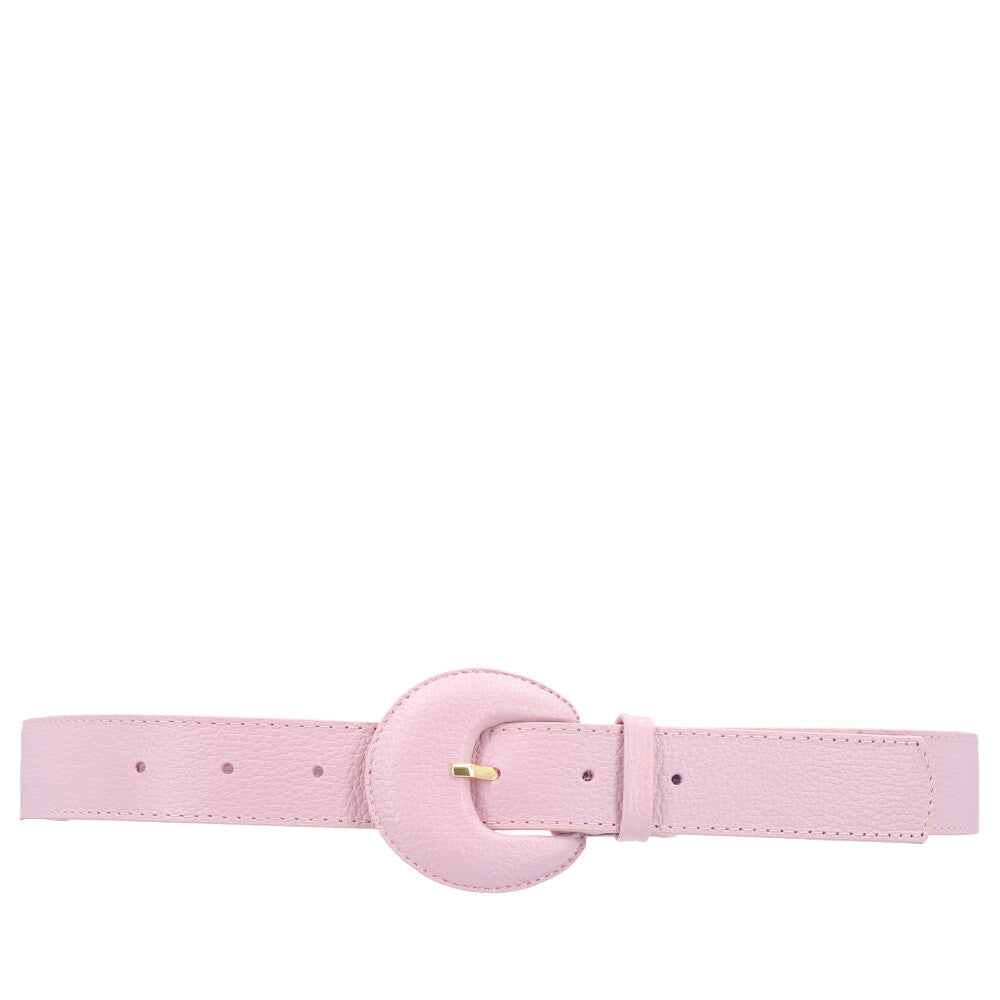 Cinto Feminino Couro Legítimo Fivela Meia Lua Moda Casual Rosa claro