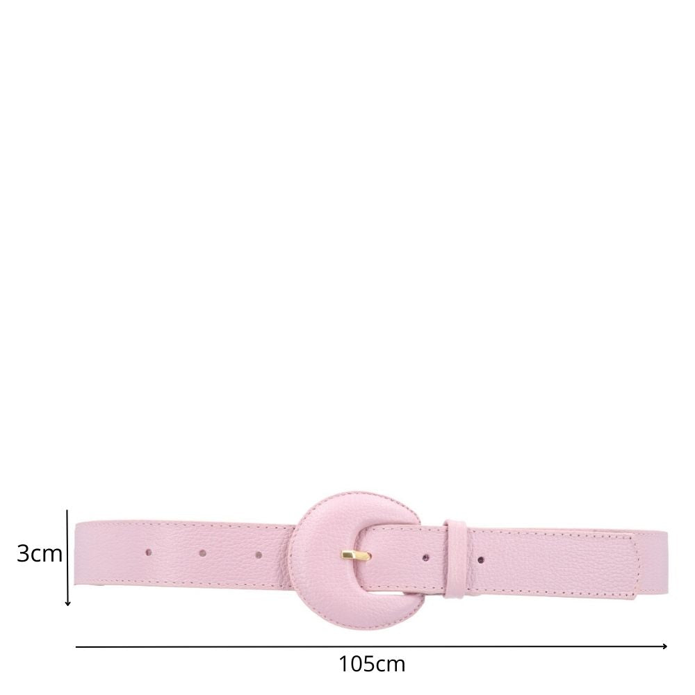 Cinto Feminino Couro Legítimo Fivela Meia Lua Moda Casual Rosa claro