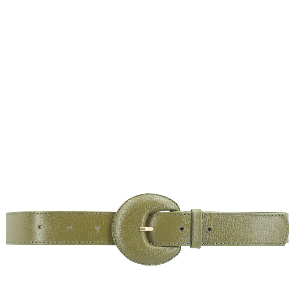 Cinto Feminino Couro Legítimo Fivela Meia Lua Moda Casual Verde