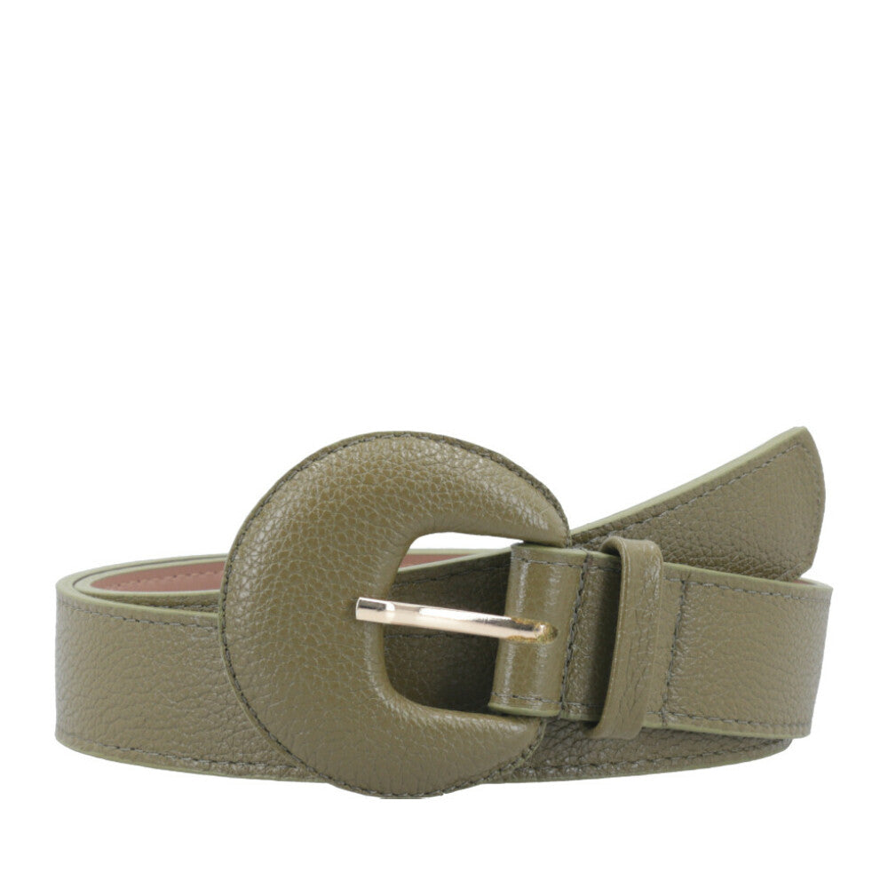 Cinto Feminino Couro Legítimo Fivela Meia Lua Moda Casual Verde claro