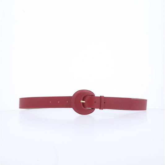 Cinto Feminino Couro Legítimo Fivela Meia Lua Moda Casual Vermelho