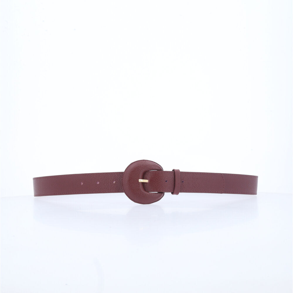 Cinto Feminino Couro Legítimo Fivela Meia Lua Moda Casual Vinho