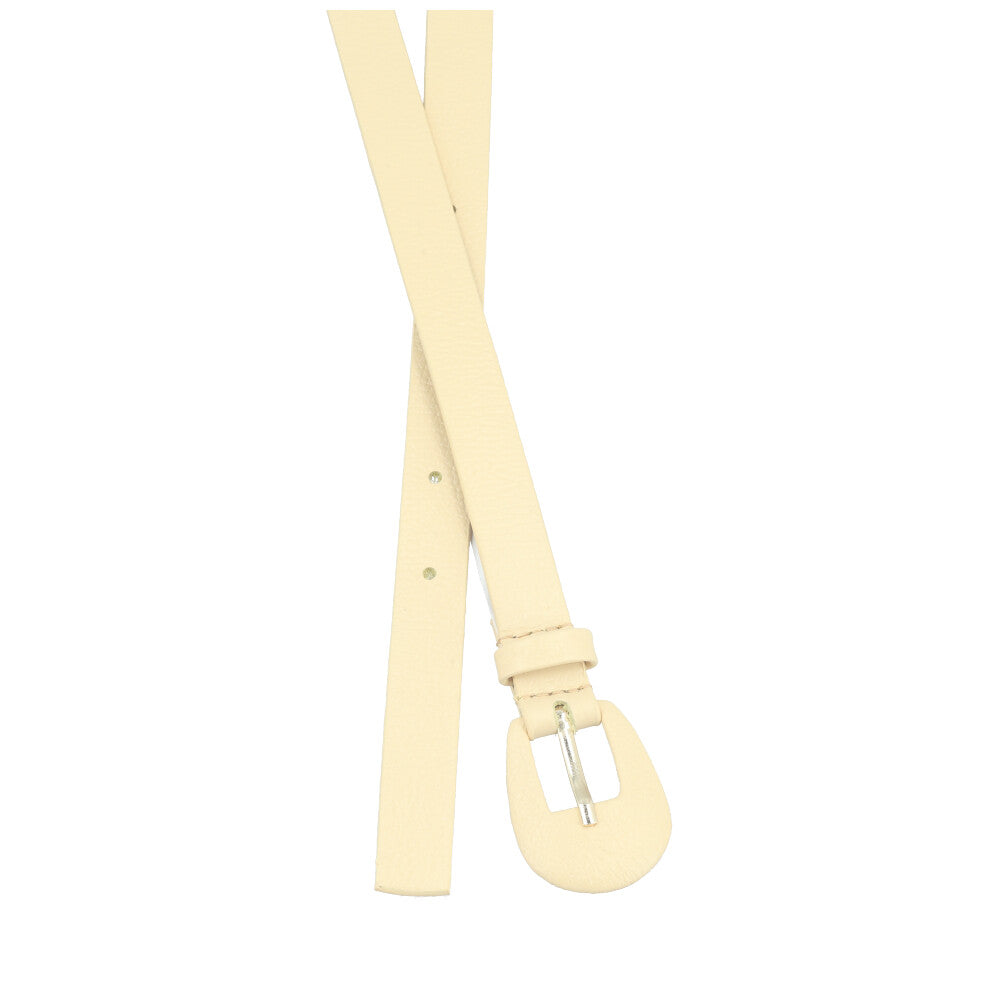 Cinto Feminino de Couro com Fivela Encapada Oval Amarelo