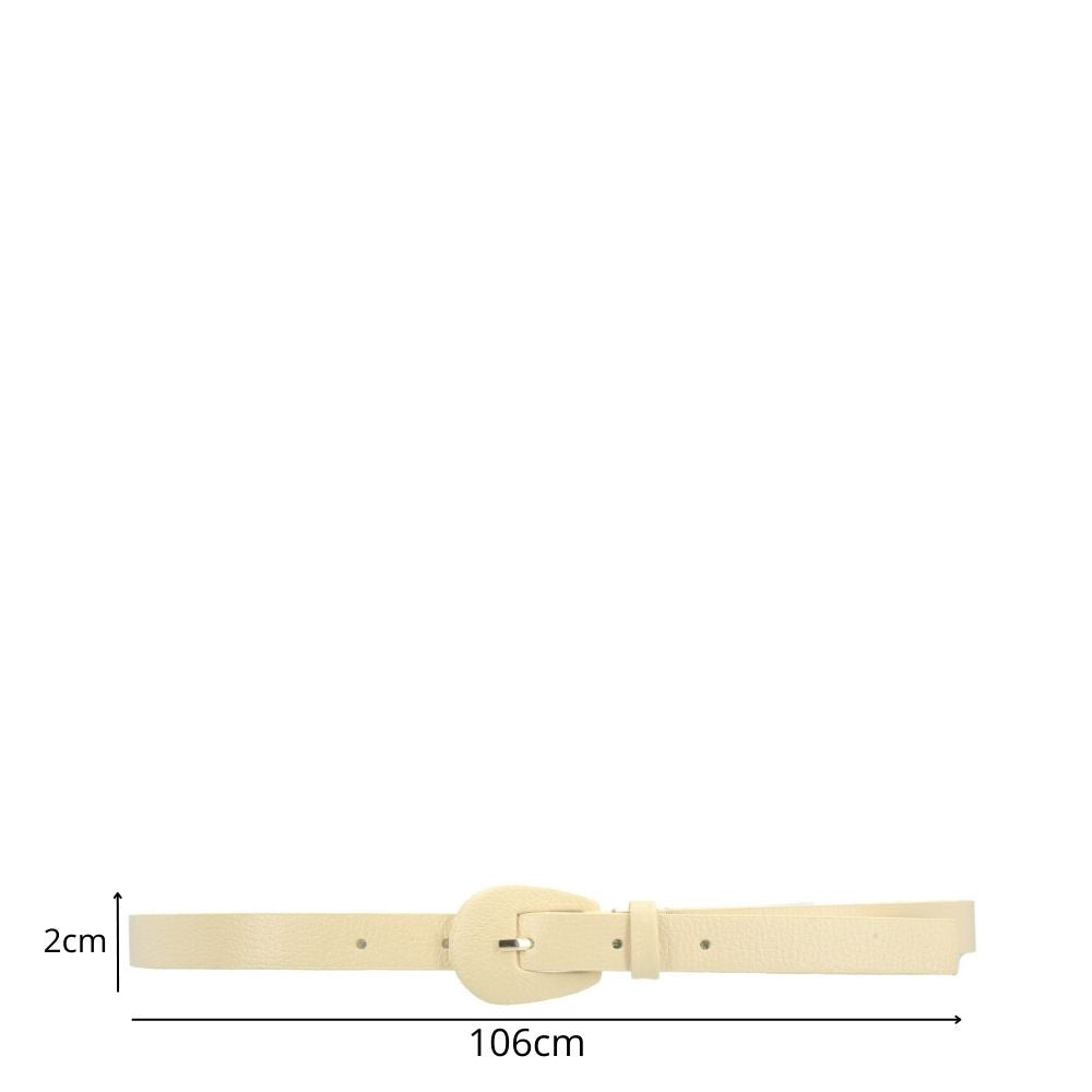 Cinto Feminino de Couro com Fivela Encapada Oval Amarelo