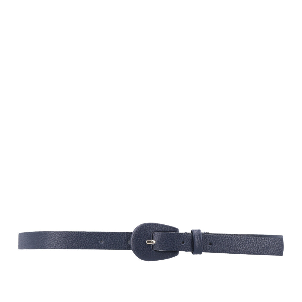 Cinto Feminino de Couro com Fivela Encapada Oval Azul escuro