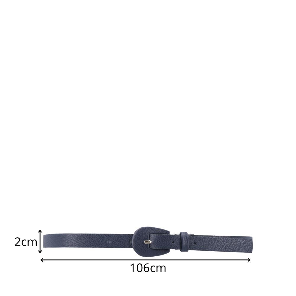 Cinto Feminino de Couro com Fivela Encapada Oval Azul escuro