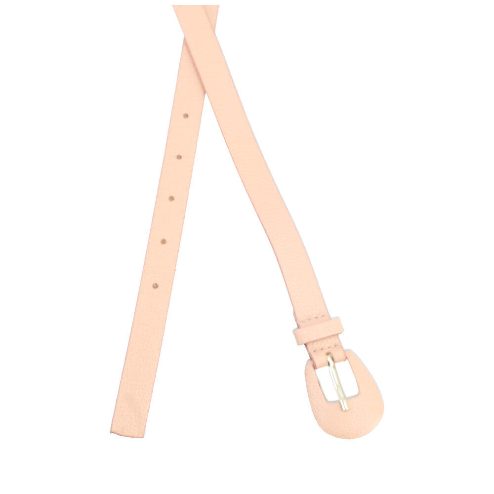 Cinto Feminino de Couro com Fivela Encapada Oval Bege