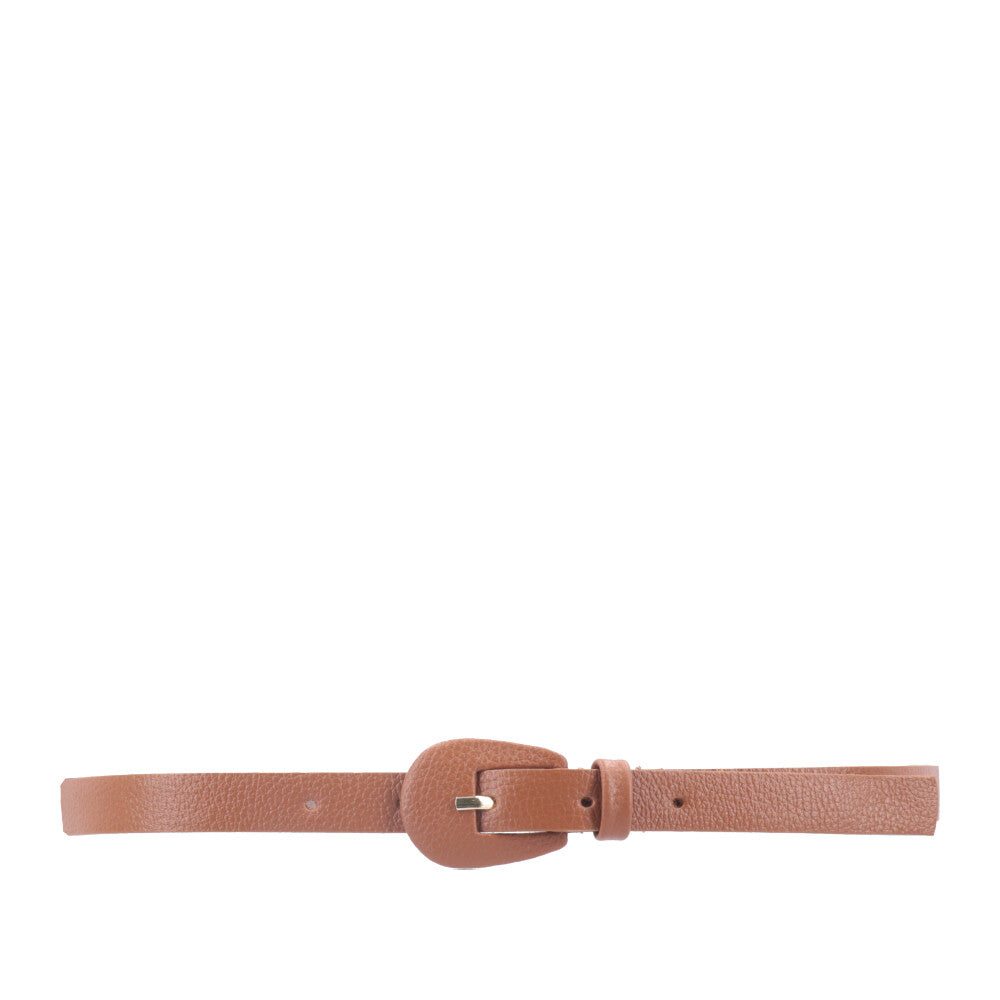 Cinto Feminino de Couro com Fivela Encapada Oval Caramelo