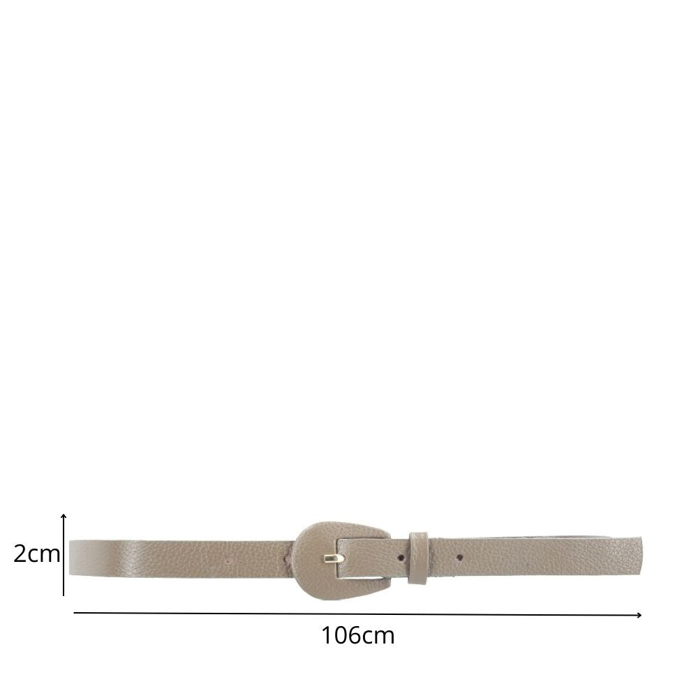 Cinto Feminino de Couro com Fivela Encapada Oval Cinza