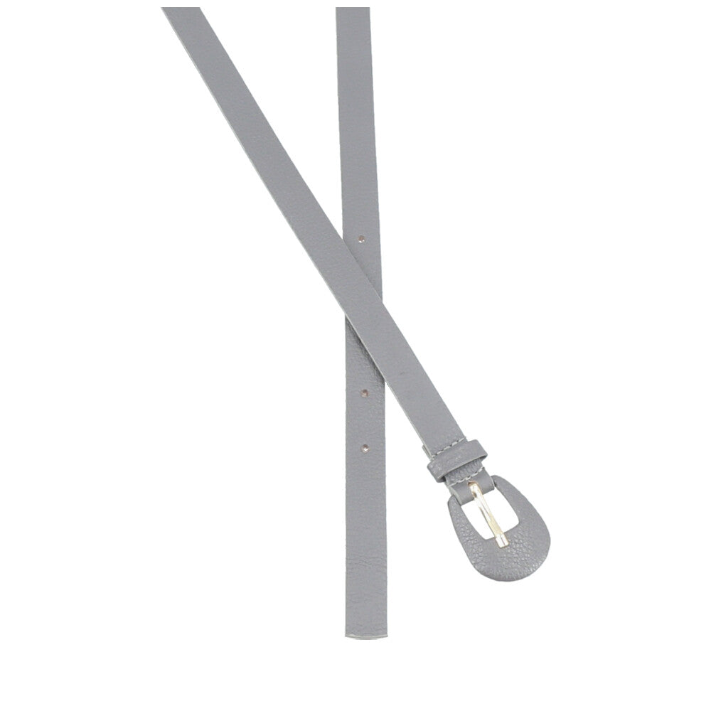 Cinto Feminino de Couro com Fivela Encapada Oval Cinza escuro