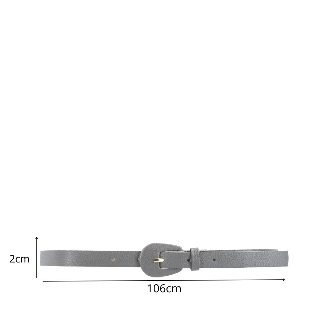 Cinto Feminino de Couro com Fivela Encapada Oval Cinza escuro